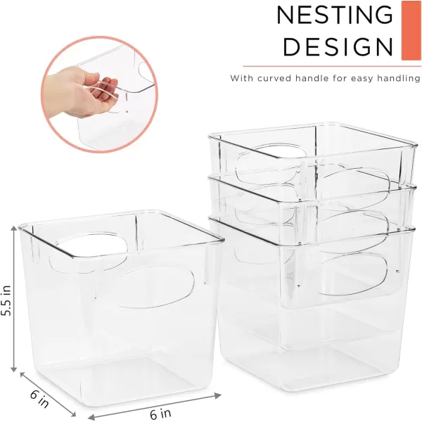 imageSorbus Small Clear Plastic Storage Bins for Shelves Clothes with Handle  Clear Storage Bins Drawer Shelf Closet Pantry Fridge Freezer Organizer Bins Closet Organizers and Storage 8 packSmall