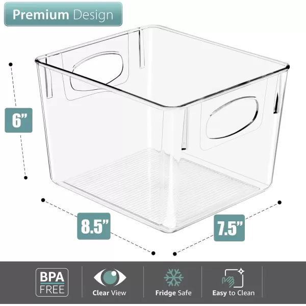 imageSorbus Small Clear Plastic Storage Bins for Shelves Clothes with Handle  Clear Storage Bins Drawer Shelf Closet Pantry Fridge Freezer Organizer Bins Closet Organizers and Storage 8 packMedium