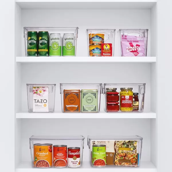 imageSorbus Small Clear Plastic Storage Bins for Shelves Clothes with Handle  Clear Storage Bins Drawer Shelf Closet Pantry Fridge Freezer Organizer Bins Closet Organizers and Storage 8 packMedium