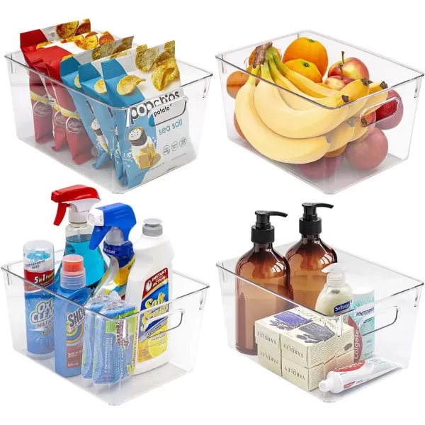 imageSorbus Small Clear Plastic Storage Bins for Shelves Clothes with Handle  Clear Storage Bins Drawer Shelf Closet Pantry Fridge Freezer Organizer Bins Closet Organizers and Storage 8 packMedium
