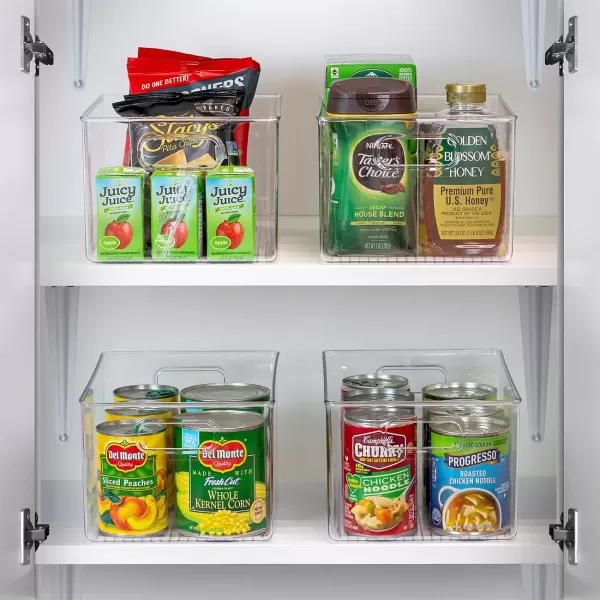 imageSorbus Small Clear Plastic Storage Bins for Shelves Clothes with Handle  Clear Storage Bins Drawer Shelf Closet Pantry Fridge Freezer Organizer Bins Closet Organizers and Storage 8 packLarge