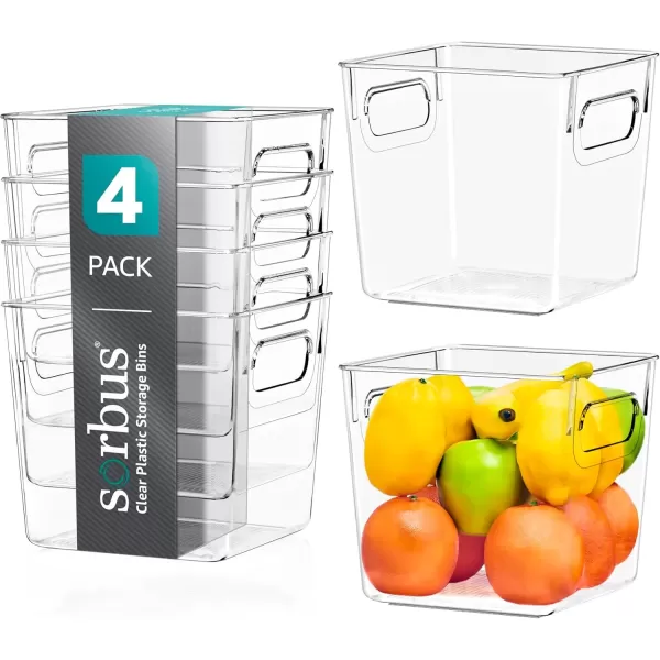 imageSorbus Small Clear Plastic Storage Bins for Shelves Clothes with Handle  Clear Storage Bins Drawer Shelf Closet Pantry Fridge Freezer Organizer Bins Closet Organizers and Storage 8 packSmall