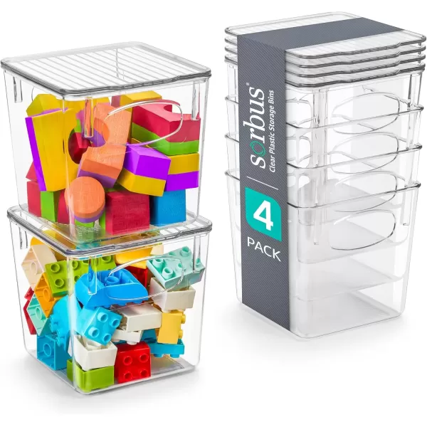 imageSorbus Small Clear Plastic Storage Bins with Lids Clear Stackable Storage Bins Clear Toy Storage Bins Clothes Medicine Makeup Closet Art Supply Bathroom Shoe Toy Storage Organizer 2 PackSmall