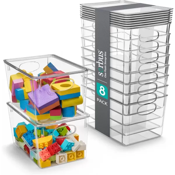 imageSorbus Small Clear Plastic Storage Bins with Lids Clear Stackable Storage Bins Clear Toy Storage Bins Clothes Medicine Makeup Closet Art Supply Bathroom Shoe Toy Storage Organizer 2 PackLarge