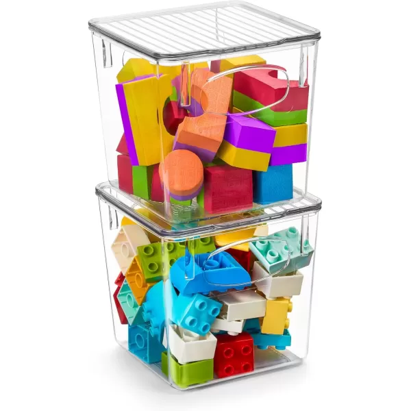 imageSorbus Small Clear Plastic Storage Bins with Lids Clear Stackable Storage Bins Clear Toy Storage Bins Clothes Medicine Makeup Closet Art Supply Bathroom Shoe Toy Storage Organizer 2 PackSmall