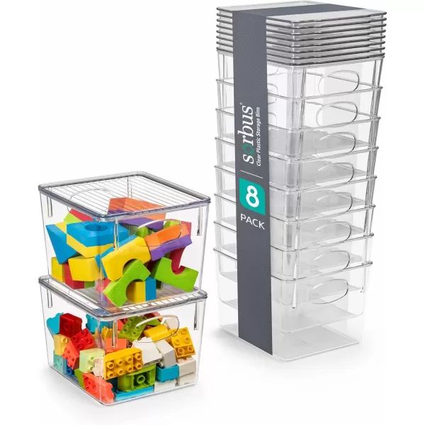 imageSorbus Small Clear Plastic Storage Bins with Lids Clear Stackable Storage Bins Clear Toy Storage Bins Clothes Medicine Makeup Closet Art Supply Bathroom Shoe Toy Storage Organizer 2 PackMedium