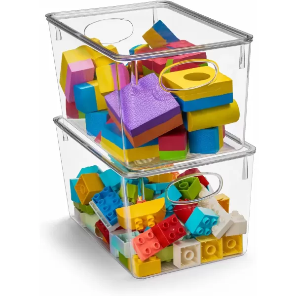 imageSorbus Small Clear Plastic Storage Bins with Lids Clear Stackable Storage Bins Clear Toy Storage Bins Clothes Medicine Makeup Closet Art Supply Bathroom Shoe Toy Storage Organizer 2 PackLarge
