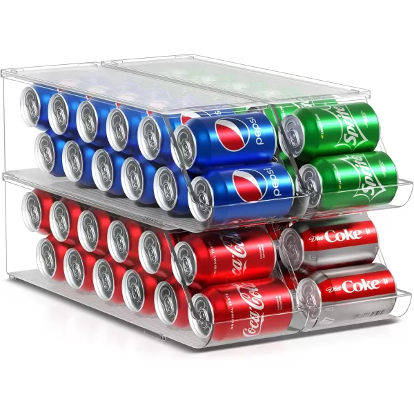 imageSorbus Soda Can Organizer for Refrigerator  Stackable with Lid Holds 12 Cans Each BPAFree  Fridge Organizers and Storage Soda Can Dispenser for Refrigerator 1 Pack4 Pack
