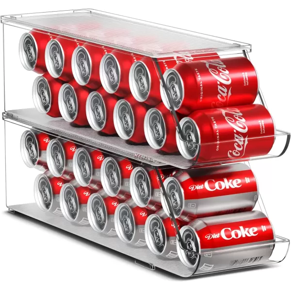 imageSorbus Soda Can Organizer for Refrigerator  Stackable with Lid Holds 12 Cans Each BPAFree  Fridge Organizers and Storage Soda Can Dispenser for Refrigerator 1 Pack2 Pack