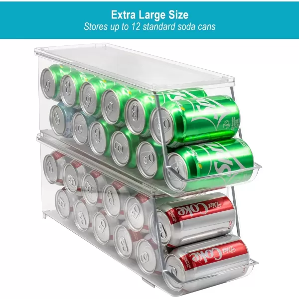 imageSorbus Soda Can Organizer for Refrigerator  Stackable with Lid Holds 12 Cans Each BPAFree  Fridge Organizers and Storage Soda Can Dispenser for Refrigerator 1 Pack4 Pack