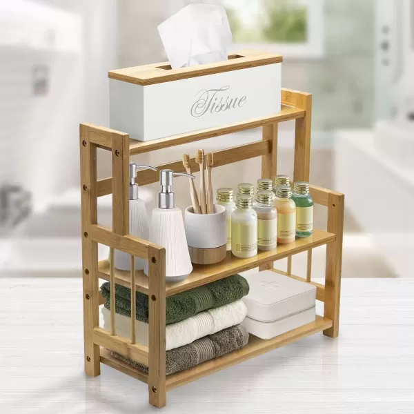 imageSorbus Spice Rack Bamboo Countertop Storage 3Tier MultiPurpose Organizer Shelf for Kitchen Bathroom Bedroom 3Tier