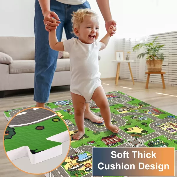 imageSorbus Traffic Play mat Puzzle Foam Interlocking Tiles  Kids Road Traffic Play Rug  Children Educational Playmat Rug  Great for Playing with Toy Cars Trucks 9 Tiles with Borders9 Piece  Block