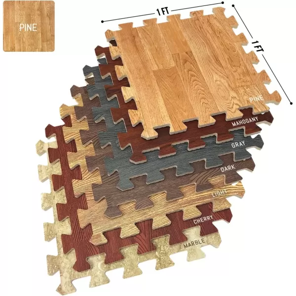 imageSorbus Wood Floor Mats Foam Interlocking Wood Mats Each Tile 1 Square Foot 38Inch Thick Puzzle Wood Tiles with Borders  for Home Office Playroom Basement 16 Tiles 16 Sq ft Wood Grain  GrayWood Grain  Pine