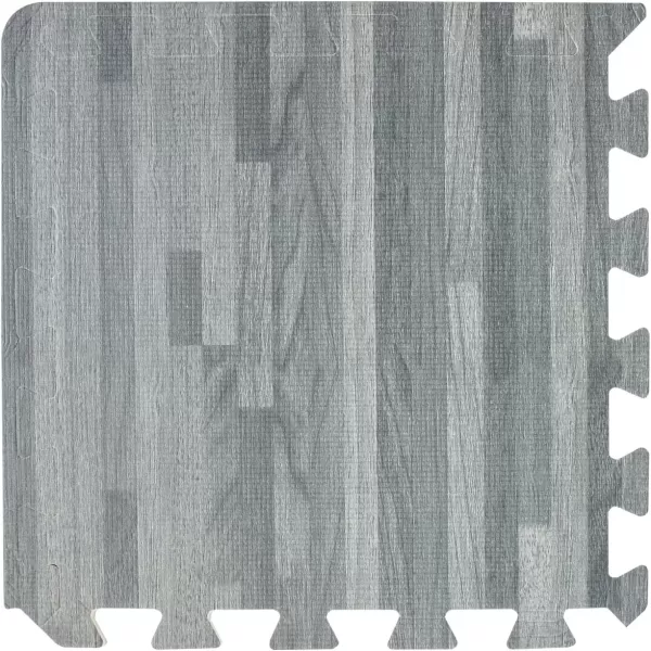 imageSorbus Wood Floor Mats Foam Interlocking Wood Mats Each Tile 1 Square Foot 38Inch Thick Puzzle Wood Tiles with Borders  for Home Office Playroom Basement 16 Tiles 16 Sq ft Wood Grain  GrayWood Grain  Gray