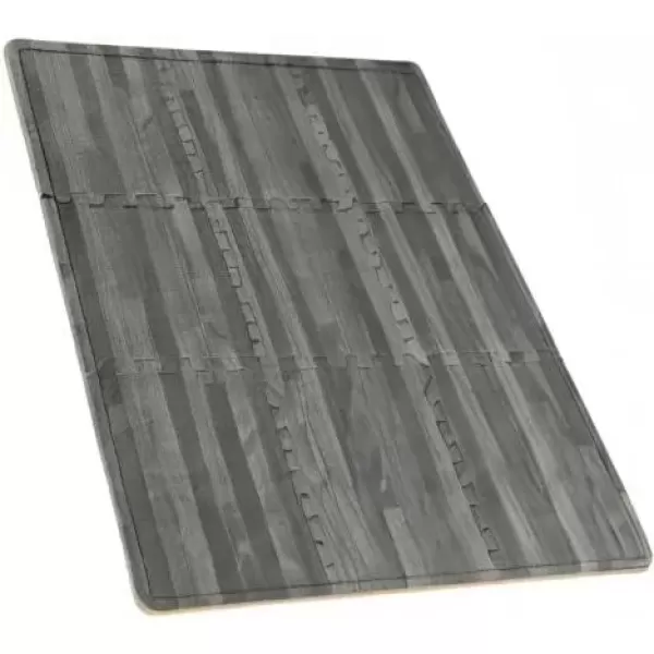 imageSorbus Wood Floor Mats Foam Interlocking Wood Mats Each Tile 1 Square Foot 38Inch Thick Puzzle Wood Tiles with Borders  for Home Office Playroom Basement 16 Tiles 16 Sq ft Wood Grain  GrayWood Grain  Gray