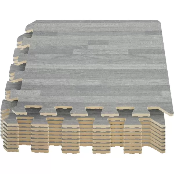 imageSorbus Wood Floor Mats Foam Interlocking Wood Mats Each Tile 1 Square Foot 38Inch Thick Puzzle Wood Tiles with Borders  for Home Office Playroom Basement 16 Tiles 16 Sq ft Wood Grain  GrayWood Grain  Gray