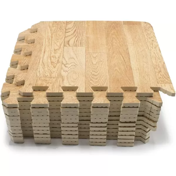 imageSorbus Wood Floor Mats Foam Interlocking Wood Mats Each Tile 1 Square Foot 38Inch Thick Puzzle Wood Tiles with Borders  for Home Office Playroom Basement 16 Tiles 16 Sq ft Wood Grain  GrayWood Grain  Pine
