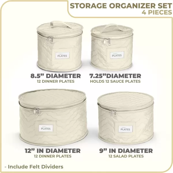 imageChina Platter Storage Containers  Serving Platter Storage Containers  Christmas Platter Storage Rack ampamp Platter Organizer Quilted Exterior Handles ampamp Felt Dividers Storage Platter for Packing DishesBeige