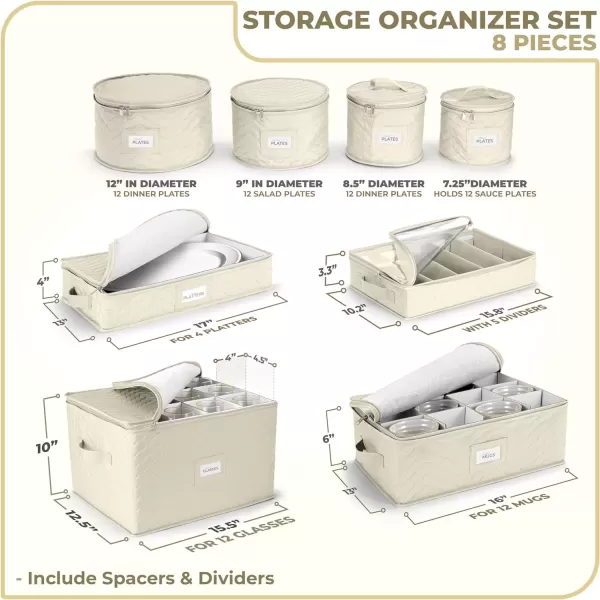 imageChina Platter Storage Containers  Serving Platter Storage Containers  Christmas Platter Storage Rack ampamp Platter Organizer Quilted Exterior Handles ampamp Felt Dividers Storage Platter for Packing DishesBeige