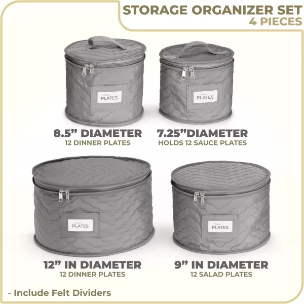 imageChina Platter Storage Containers  Serving Platter Storage Containers  Christmas Platter Storage Rack ampamp Platter Organizer Quilted Exterior Handles ampamp Felt Dividers Storage Platter for Packing DishesGray
