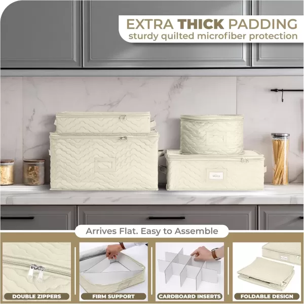 imageChina Platter Storage Containers  Serving Platter Storage Containers  Christmas Platter Storage Rack ampamp Platter Organizer Quilted Exterior Handles ampamp Felt Dividers Storage Platter for Packing DishesBeige