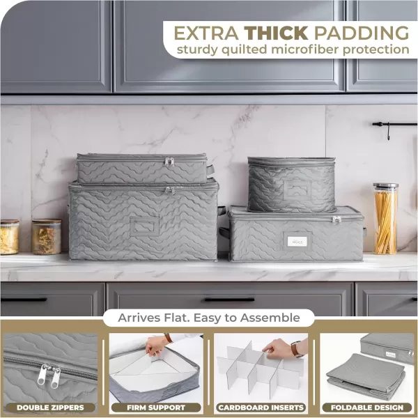 imageChina Platter Storage Containers  Serving Platter Storage Containers  Christmas Platter Storage Rack ampamp Platter Organizer Quilted Exterior Handles ampamp Felt Dividers Storage Platter for Packing DishesGray