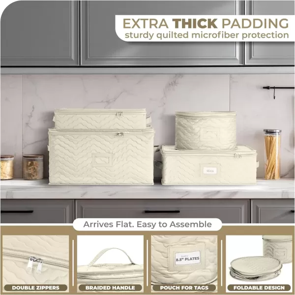 imageChina Platter Storage Containers  Serving Platter Storage Containers  Christmas Platter Storage Rack ampamp Platter Organizer Quilted Exterior Handles ampamp Felt Dividers Storage Platter for Packing DishesBeige
