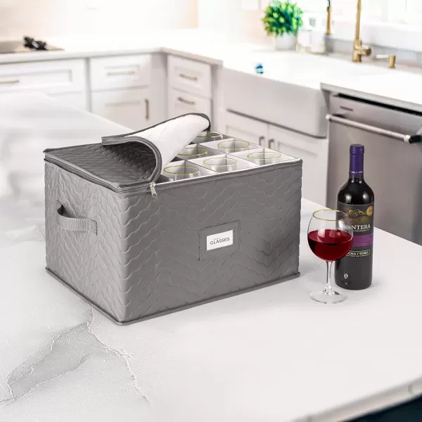 imageChina Platter Storage Containers  Serving Platter Storage Containers  Christmas Platter Storage Rack ampamp Platter Organizer Quilted Exterior Handles ampamp Felt Dividers Storage Platter for Packing DishesGray