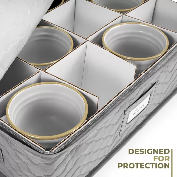 imageChina Platter Storage Containers  Serving Platter Storage Containers  Christmas Platter Storage Rack ampamp Platter Organizer Quilted Exterior Handles ampamp Felt Dividers Storage Platter for Packing DishesGray