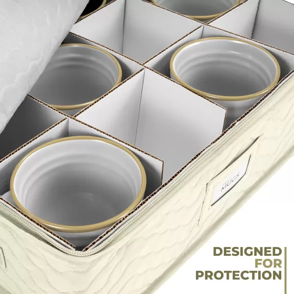 imageChina Platter Storage Containers  Serving Platter Storage Containers  Christmas Platter Storage Rack ampamp Platter Organizer Quilted Exterior Handles ampamp Felt Dividers Storage Platter for Packing DishesBeige