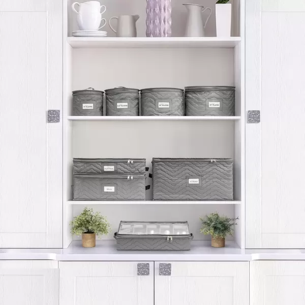 imageChina Platter Storage Containers  Serving Platter Storage Containers  Christmas Platter Storage Rack ampamp Platter Organizer Quilted Exterior Handles ampamp Felt Dividers Storage Platter for Packing DishesGray