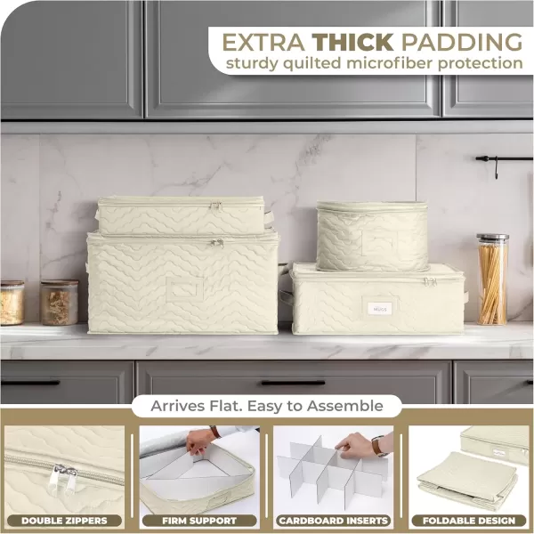 imageChina Platter Storage Containers  Serving Platter Storage Containers  Christmas Platter Storage Rack ampamp Platter Organizer Quilted Exterior Handles ampamp Felt Dividers Storage Platter for Packing DishesBeige