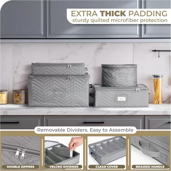 imageChina Platter Storage Containers  Serving Platter Storage Containers  Christmas Platter Storage Rack ampamp Platter Organizer Quilted Exterior Handles ampamp Felt Dividers Storage Platter for Packing DishesGray