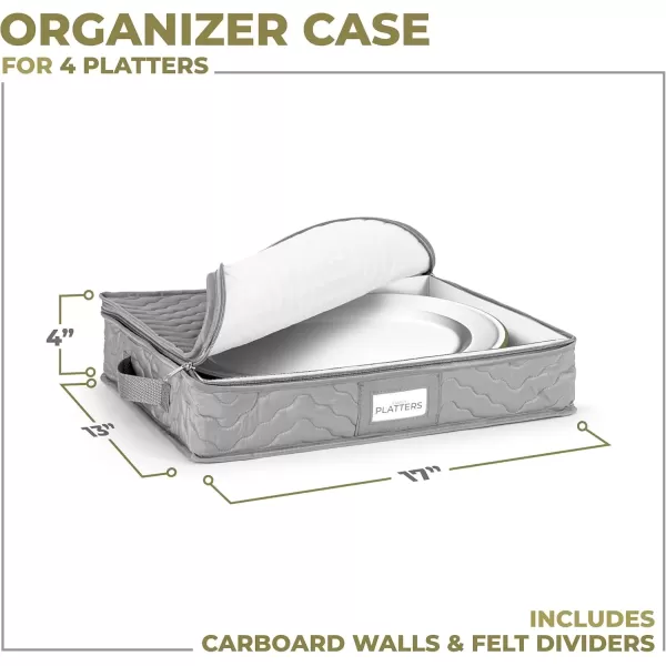 imageChina Platter Storage Containers  Serving Platter Storage Containers  Christmas Platter Storage Rack ampamp Platter Organizer Quilted Exterior Handles ampamp Felt Dividers Storage Platter for Packing DishesGray