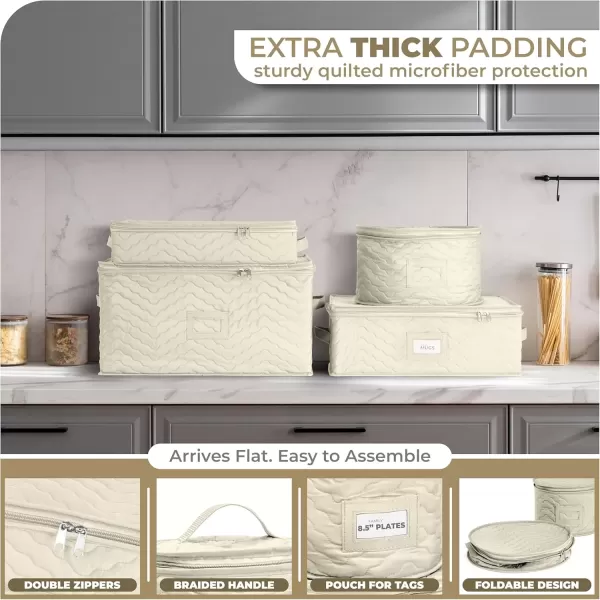 imageChina Platter Storage Containers  Serving Platter Storage Containers  Christmas Platter Storage Rack ampamp Platter Organizer Quilted Exterior Handles ampamp Felt Dividers Storage Platter for Packing DishesBeige