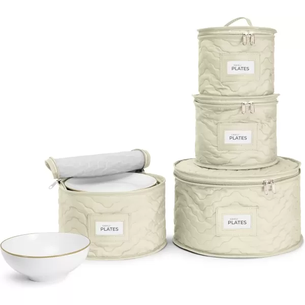 imageChina Platter Storage Containers  Serving Platter Storage Containers  Christmas Platter Storage Rack ampamp Platter Organizer Quilted Exterior Handles ampamp Felt Dividers Storage Platter for Packing DishesBeige