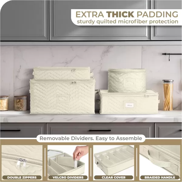 imageChina Platter Storage Containers  Serving Platter Storage Containers  Christmas Platter Storage Rack ampamp Platter Organizer Quilted Exterior Handles ampamp Felt Dividers Storage Platter for Packing DishesBeige