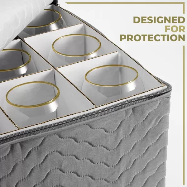 imageChina Platter Storage Containers  Serving Platter Storage Containers  Christmas Platter Storage Rack ampamp Platter Organizer Quilted Exterior Handles ampamp Felt Dividers Storage Platter for Packing DishesGray