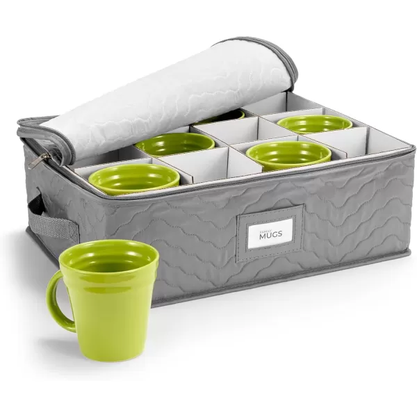 imageChina Platter Storage Containers  Serving Platter Storage Containers  Christmas Platter Storage Rack ampamp Platter Organizer Quilted Exterior Handles ampamp Felt Dividers Storage Platter for Packing DishesGray