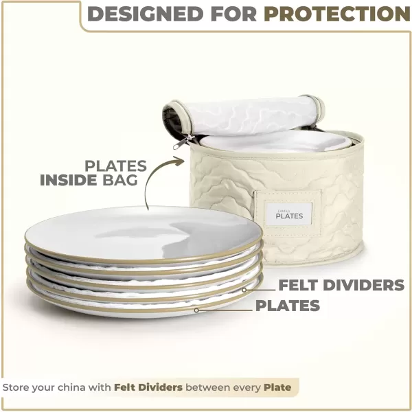 imageChina Platter Storage Containers  Serving Platter Storage Containers  Christmas Platter Storage Rack ampamp Platter Organizer Quilted Exterior Handles ampamp Felt Dividers Storage Platter for Packing DishesBeige