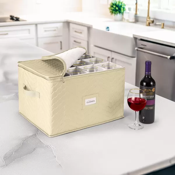 imageChina Platter Storage Containers  Serving Platter Storage Containers  Christmas Platter Storage Rack ampamp Platter Organizer Quilted Exterior Handles ampamp Felt Dividers Storage Platter for Packing DishesBeige