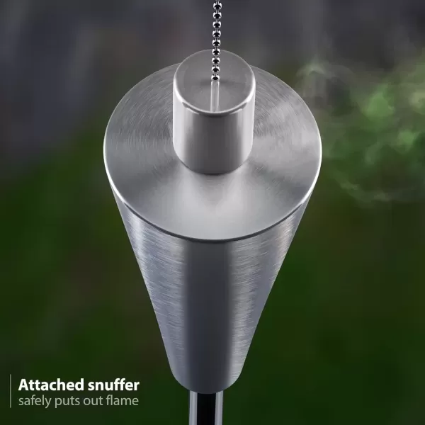 imageMatney Stainless Steel Tiki Torches for Outside  Outdoor Torches  Patio Garden ampamp Yard Lights  5 ft Oil Lamp for Citronella  Fiberglass Wick ampamp Snuffer Cap  Set of 2 Cone4 Pack