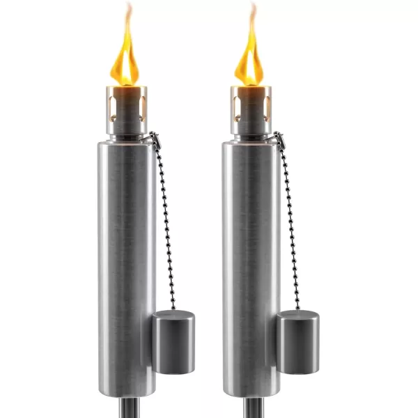 imageMatney Stainless Steel Tiki Torches for Outside  Outdoor Torches  Patio Garden ampamp Yard Lights  5 ft Oil Lamp for Citronella  Fiberglass Wick ampamp Snuffer Cap  Set of 2 Cone2 Pack