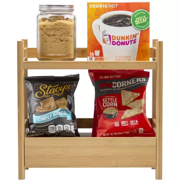 imageSorbus 2Tier Bamboo Countertop Shelf with Hidden Drawer  Makeup Organizer  MultiPurpose Storage for Skincare Toiletries Desktop  Display Stand Shelf for Bathroom Vanity Counter Kitchen Office