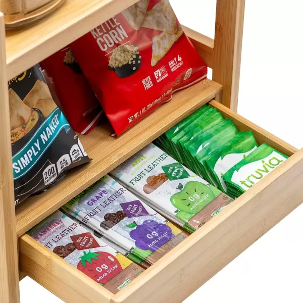 imageSorbus 2Tier Bamboo Countertop Shelf with Hidden Drawer  Makeup Organizer  MultiPurpose Storage for Skincare Toiletries Desktop  Display Stand Shelf for Bathroom Vanity Counter Kitchen Office