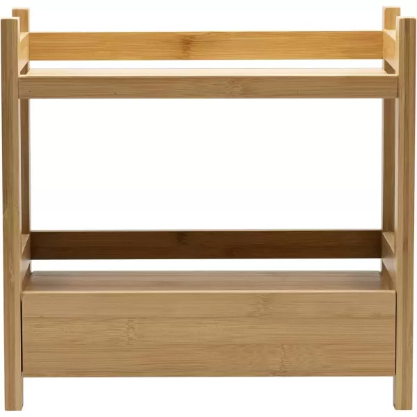 imageSorbus 2Tier Bamboo Countertop Shelf with Hidden Drawer  Makeup Organizer  MultiPurpose Storage for Skincare Toiletries Desktop  Display Stand Shelf for Bathroom Vanity Counter Kitchen Office