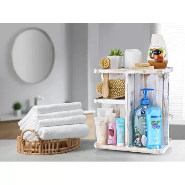 imageSorbus 360 Makeup Organizer  Bamboo Wood Make Up Storage Carousel for Cosmetics Skin Care Rotating Makeup Organizer for Vanity Bathroom StorageGrey