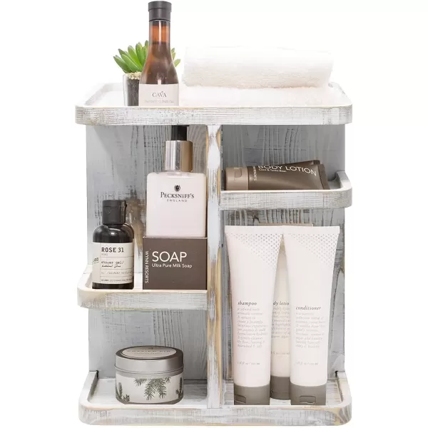 imageSorbus 360 Makeup Organizer  Bamboo Wood Make Up Storage Carousel for Cosmetics Skin Care Rotating Makeup Organizer for Vanity Bathroom StorageGrey