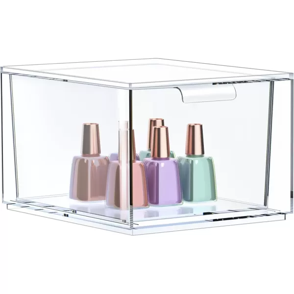 imageSorbus 4 Pack Makeup Organizer  Clear Stackable Acrylic Drawer Organizer for Vanity Bathroom Undersink Cabinets Jewelry Stationary Plastic Storage Bins for Office Organization and Storage1 Pack