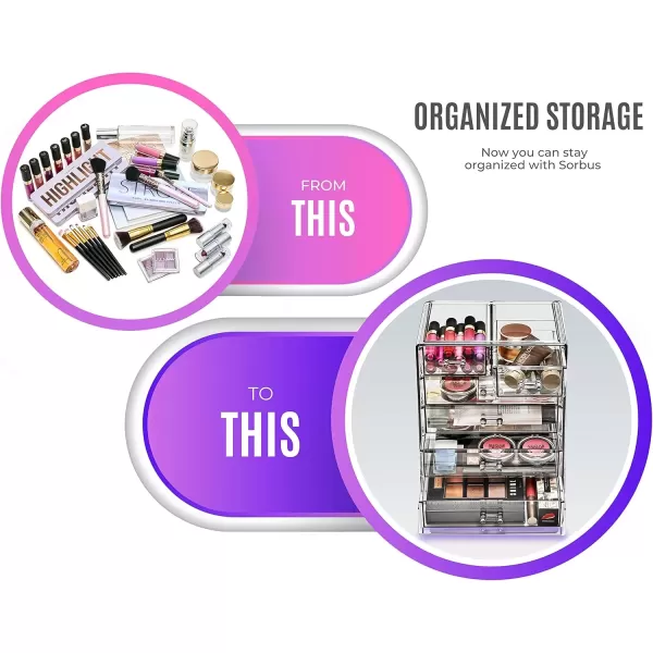 imageSorbus Cosmetics Makeup and Jewelry Big Storage Case Display  Stylish Vanity Bathroom CaseBlack Jewel